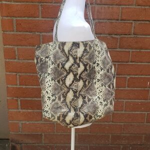 Saks Fifth Avenue Lightweight Snakeskin Pattern Shopper Tote Bag
